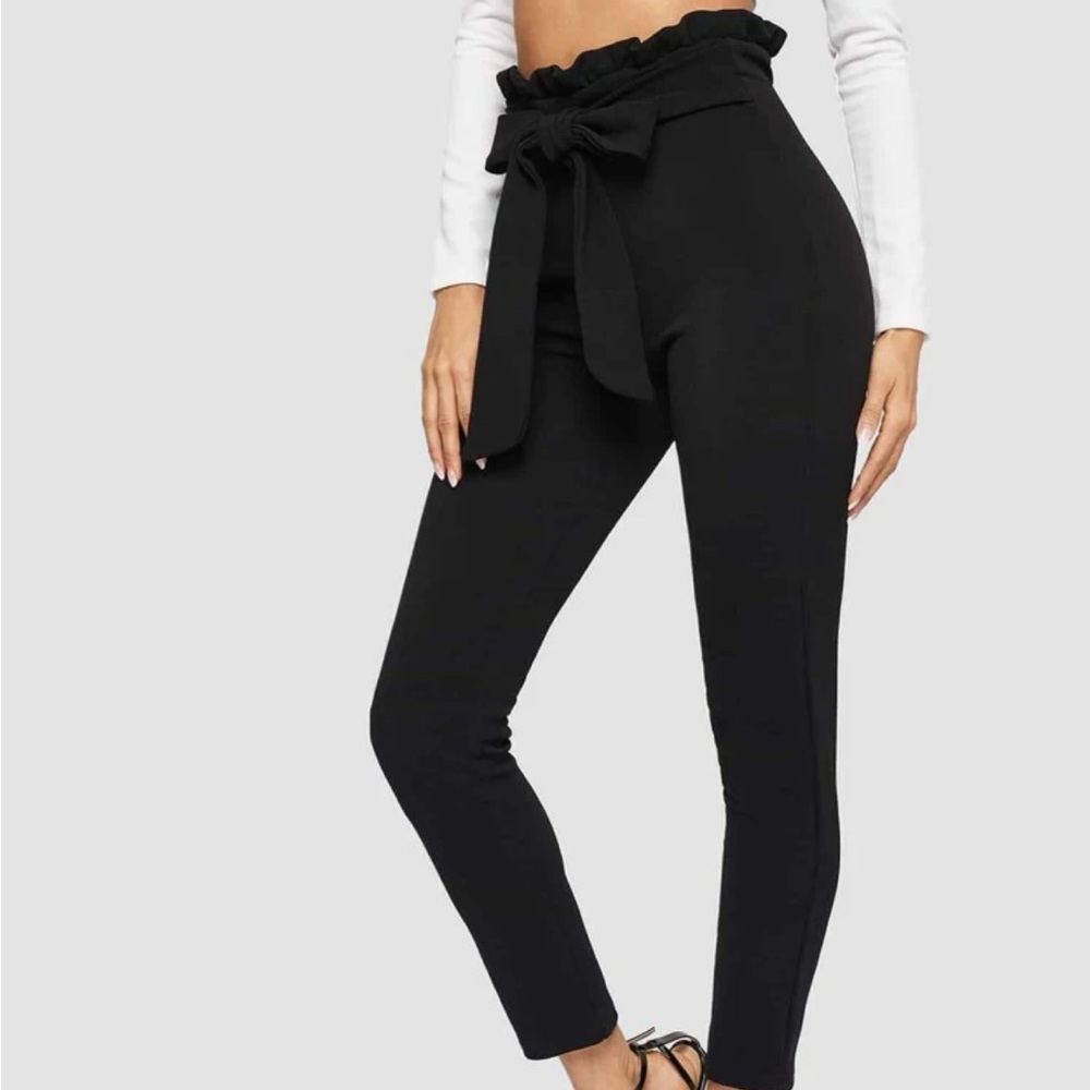 Paperbag Waist Black Work Pant
